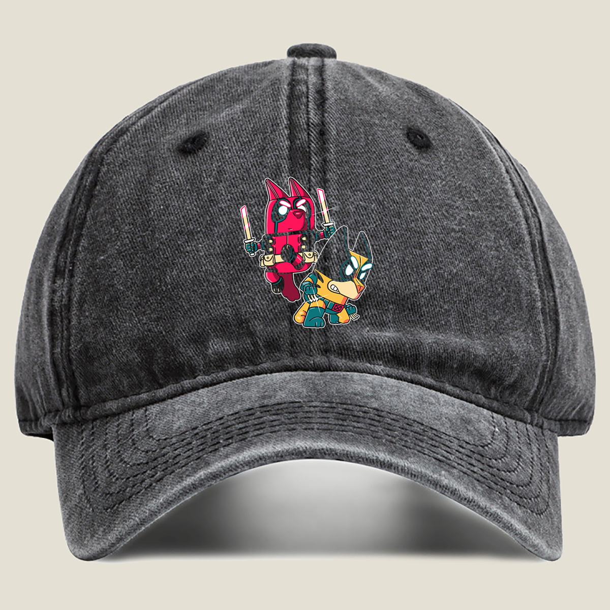 Deadpool and Batman: Chibi Heroes Clash - Washed Denim - Baseball Cap