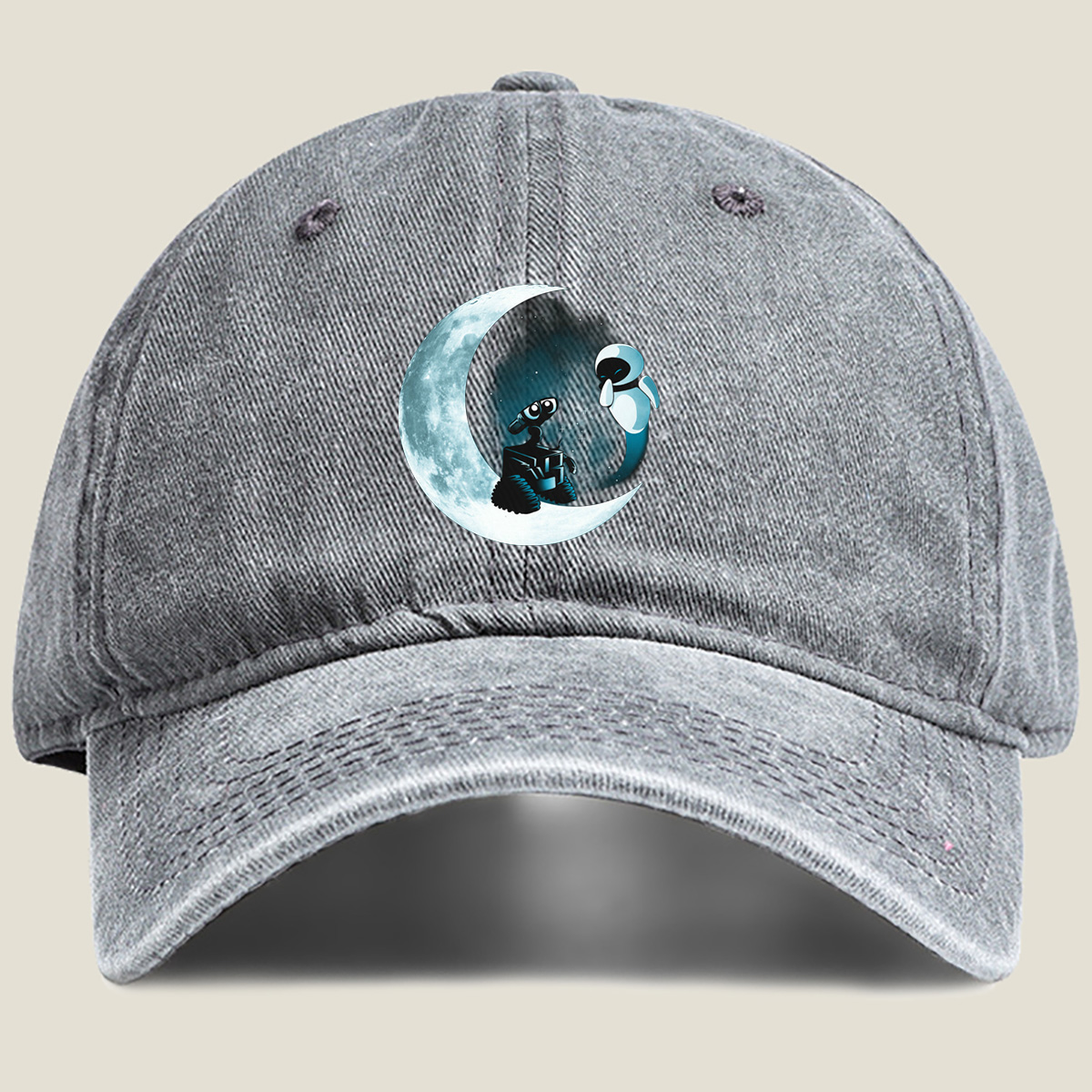 WALL-E and EVE on the Moon - Washed Denim - Baseball Cap