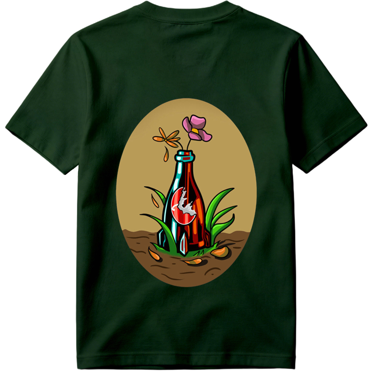 Bottle Garden with Flower and Dragonfly - Tee