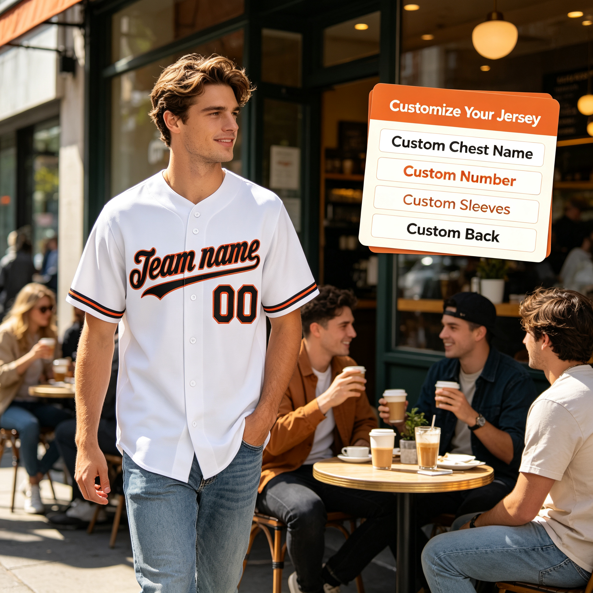 Custom Baltimore City Style Baseball Jersey White Full Button Short Sleeve For Men And Youth