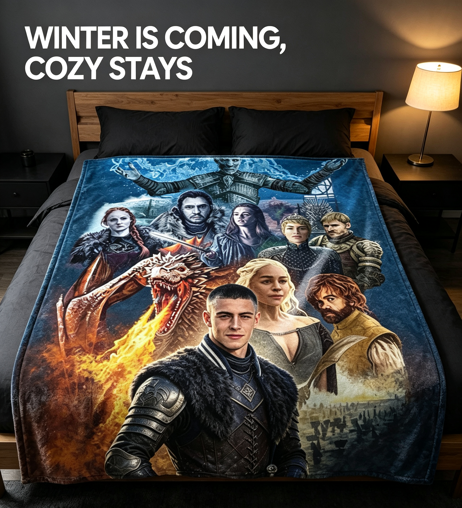Custom Face Blanket Game of Thrones Characters Flannel Blanket Perfect for Couch, Bed, or Travel Ideal Gift for Fans and Collectors