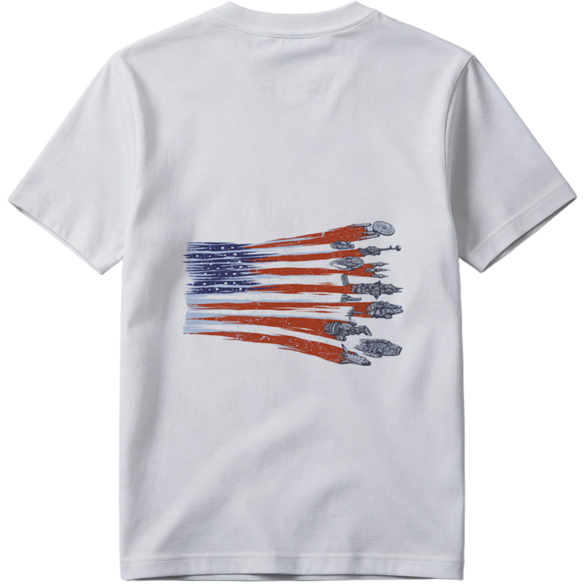 Star Trek and Star Wars Ships in American Flag Design - Tee