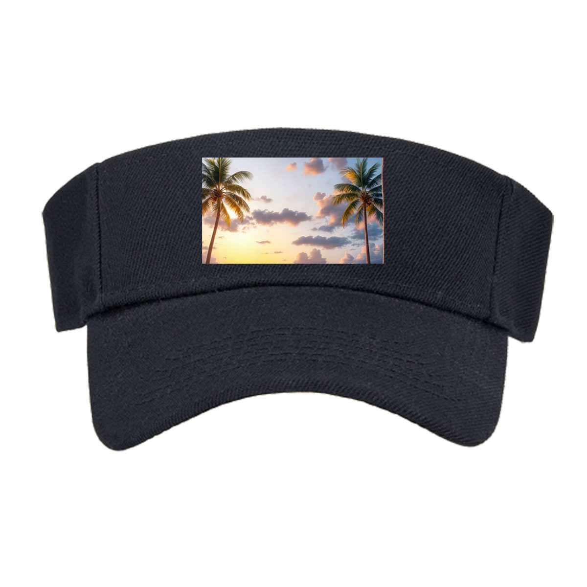 Tropical Sunset Beach with Palm Trees and Calm Ocean -  Visor cap