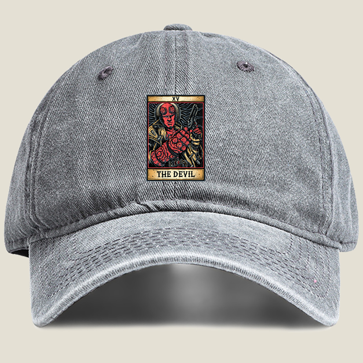 Deadpool as The Devil Tarot Card - Washed Denim - Baseball Cap