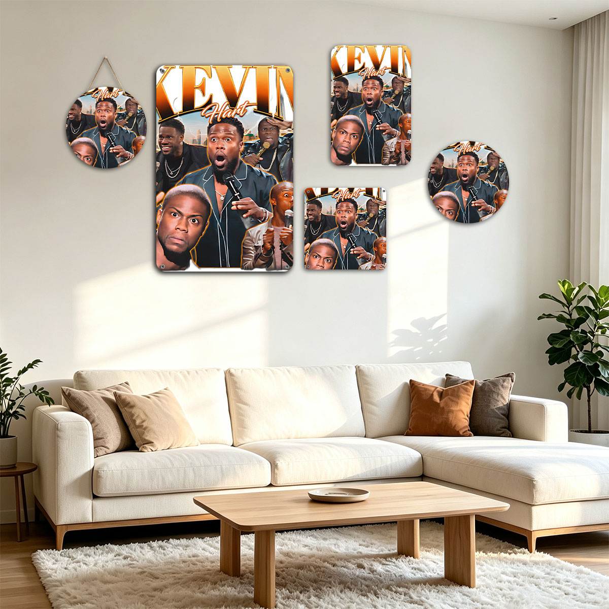Kevin Hart: Comedian in Action with Multiple Expressions and Microphones - painting