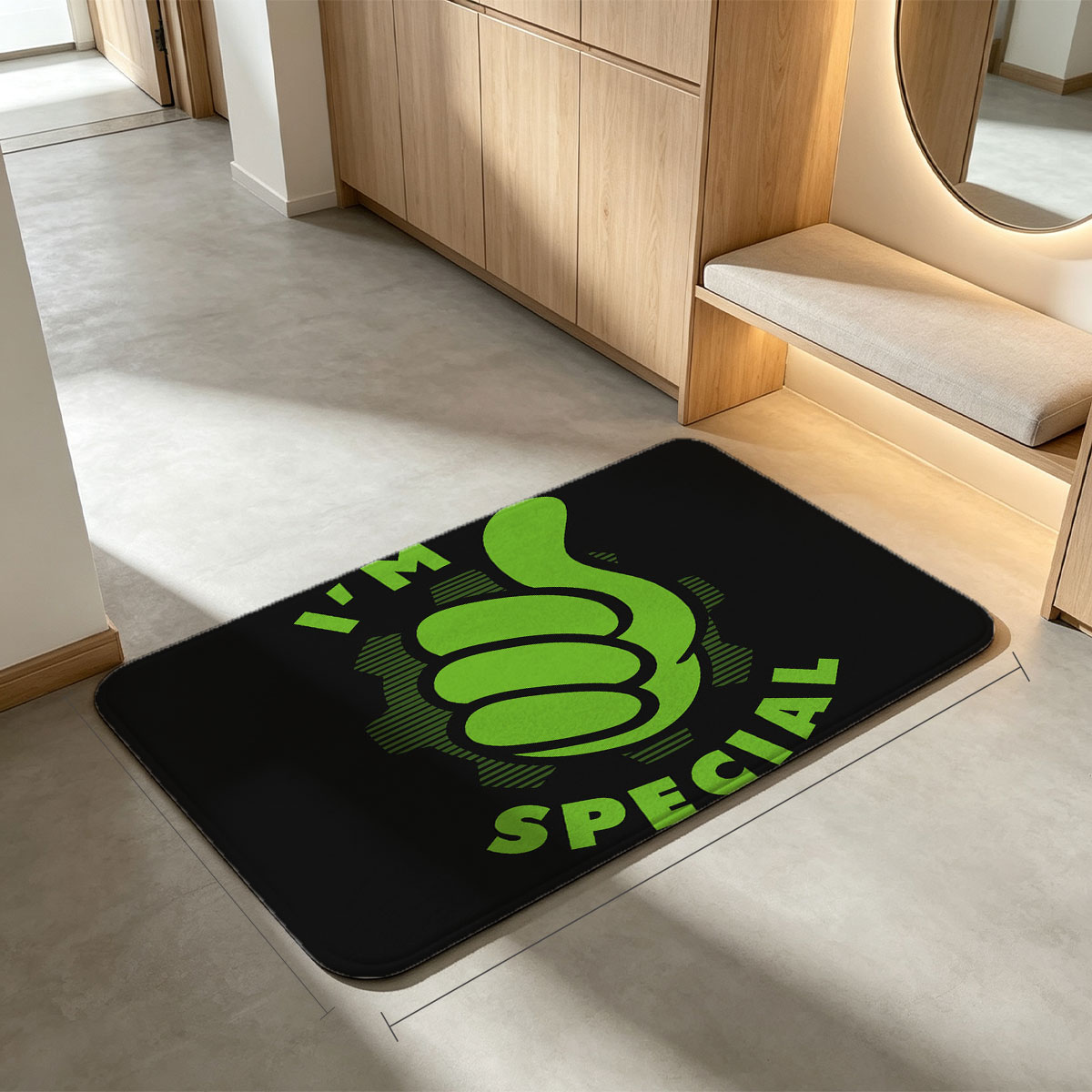 I'M SPECIAL - Green Thumbs Up Gesture Design - Flannel floor mat