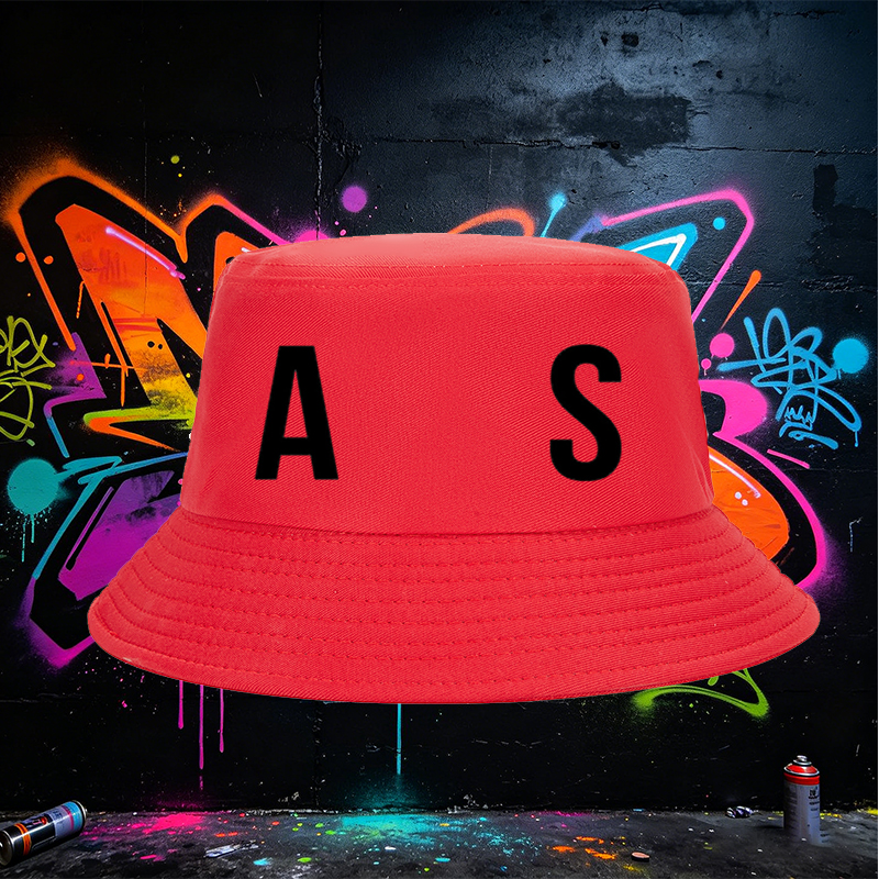Unisex Bucket Hat with AS Logo Print - Classic Cotton Sun Hat for Outdoor Activities, Travel, and Casual Wear - Suitable for Men and Women Seeking Stylish and Functional Headwear
