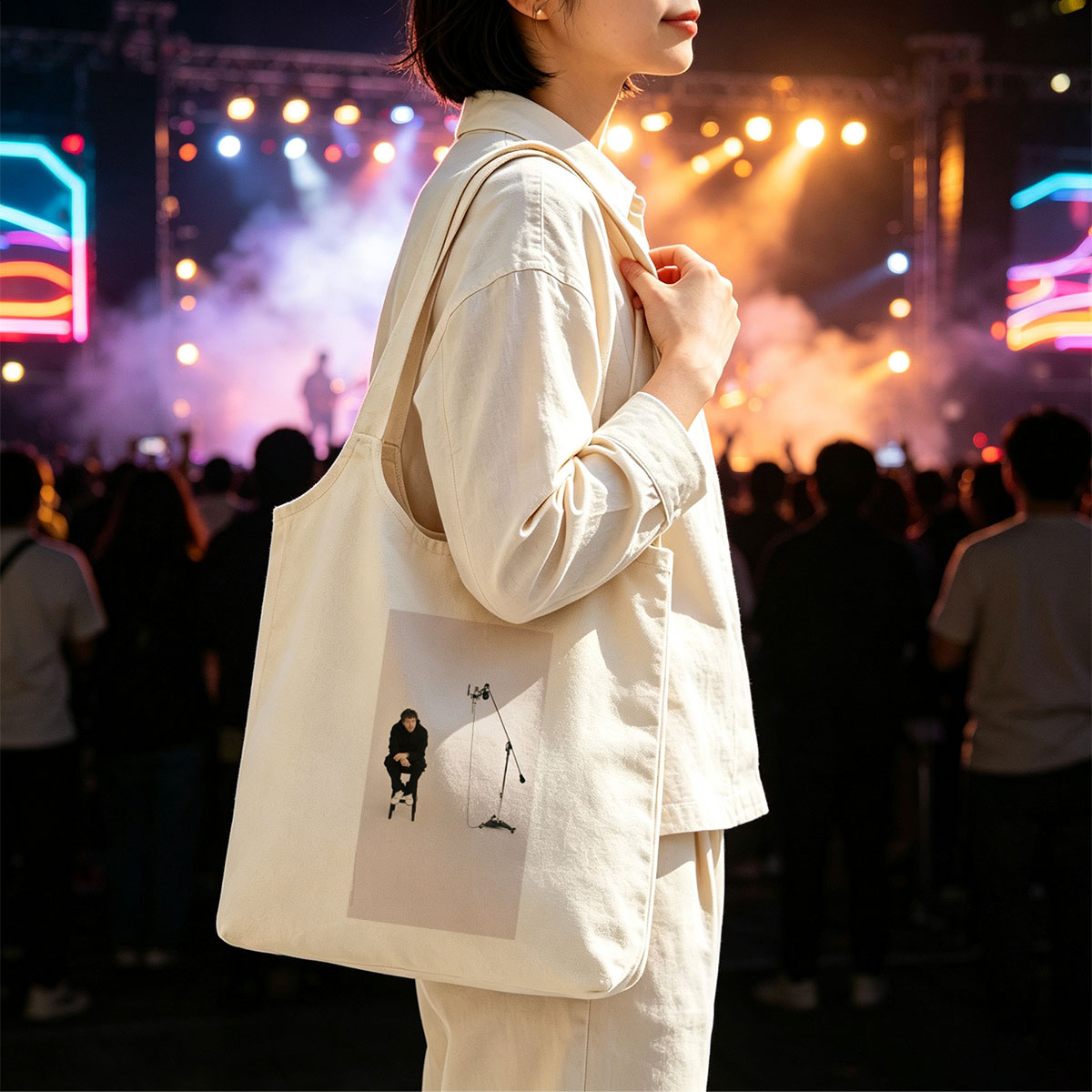 Liam Payne in Studio Session with Microphone Setup - Canvas shoulder bags/