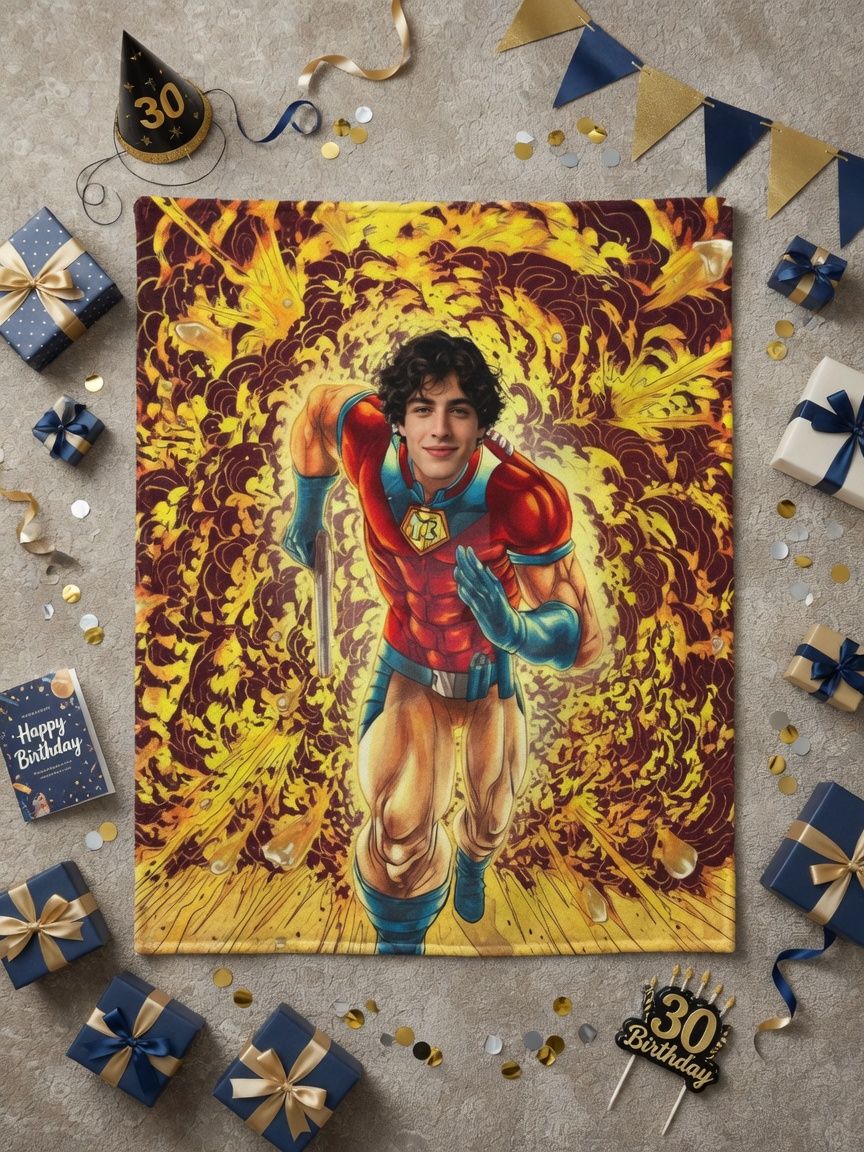 Custom Photo Superhero Flannel Throw Blanket Ultra Soft Anti Pilling Personalized Picture Fleece Blanket for Couch Bed