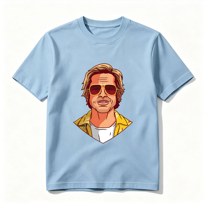 Brad Pitt in Aviator Sunglasses and Yellow Jacket - Tee