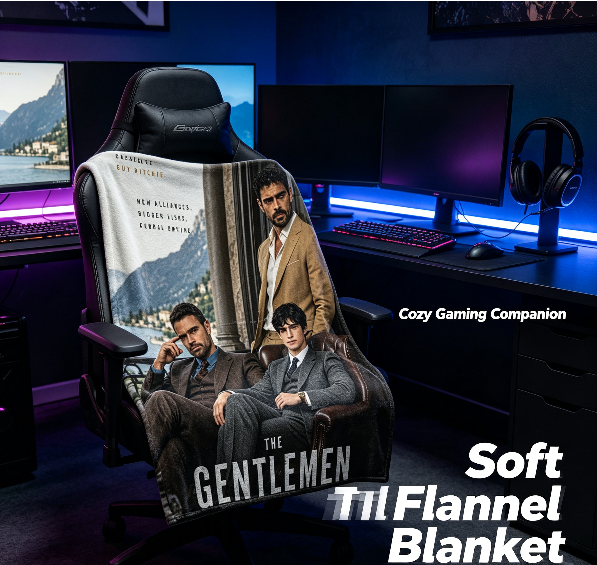 Custom Face Blanket The Gentlemen Season 2 Flannel Blanket for Couch, Bed, or Travel Perfect Gift for Fans of Netflix Series and Guy Ritchie Drama