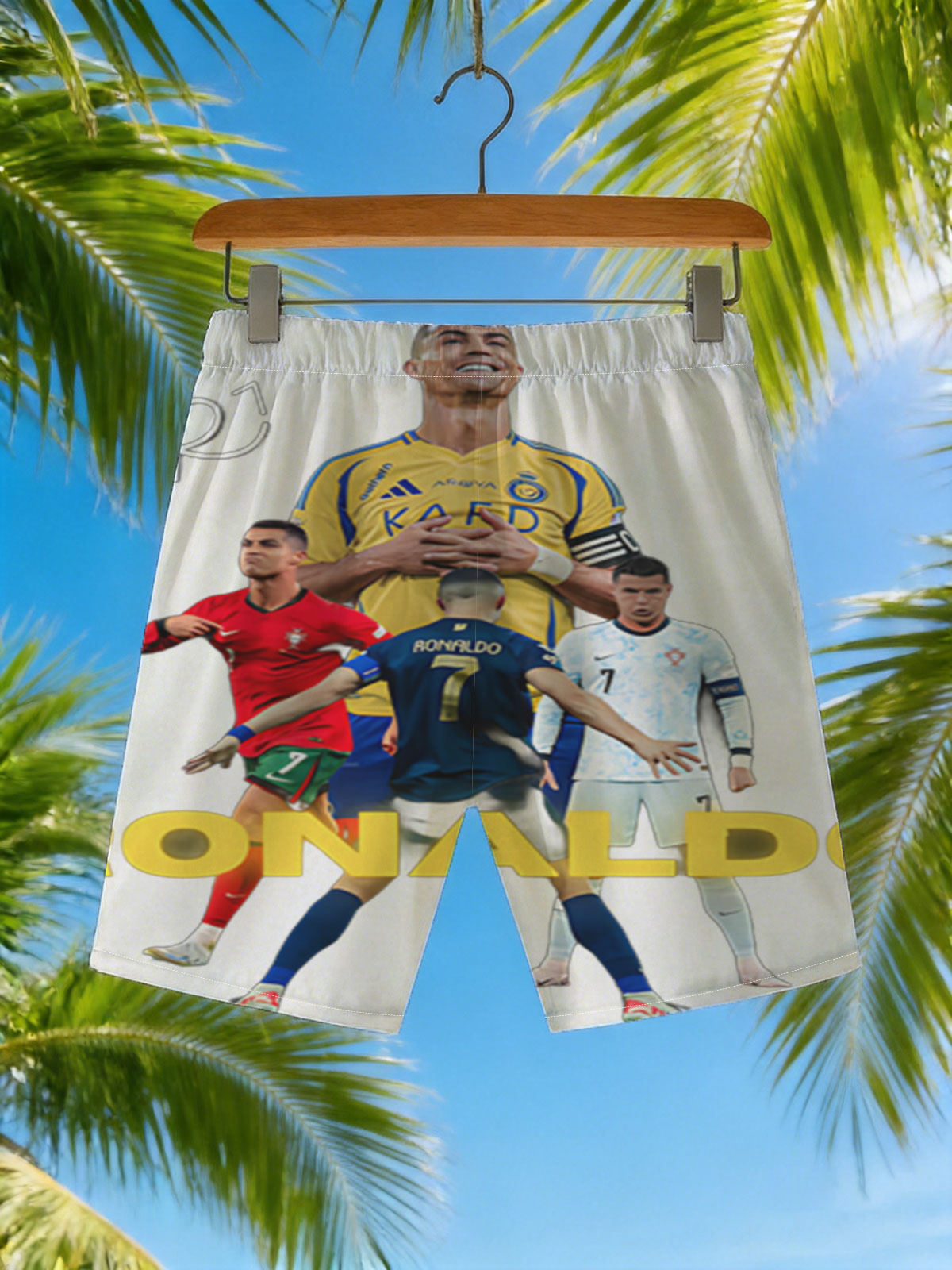 Cristiano Ronaldo in Various Kits: CR7, Portugal, Manchester United, Al Nassr, and Saudi Arabia National Team -  Beach shorts