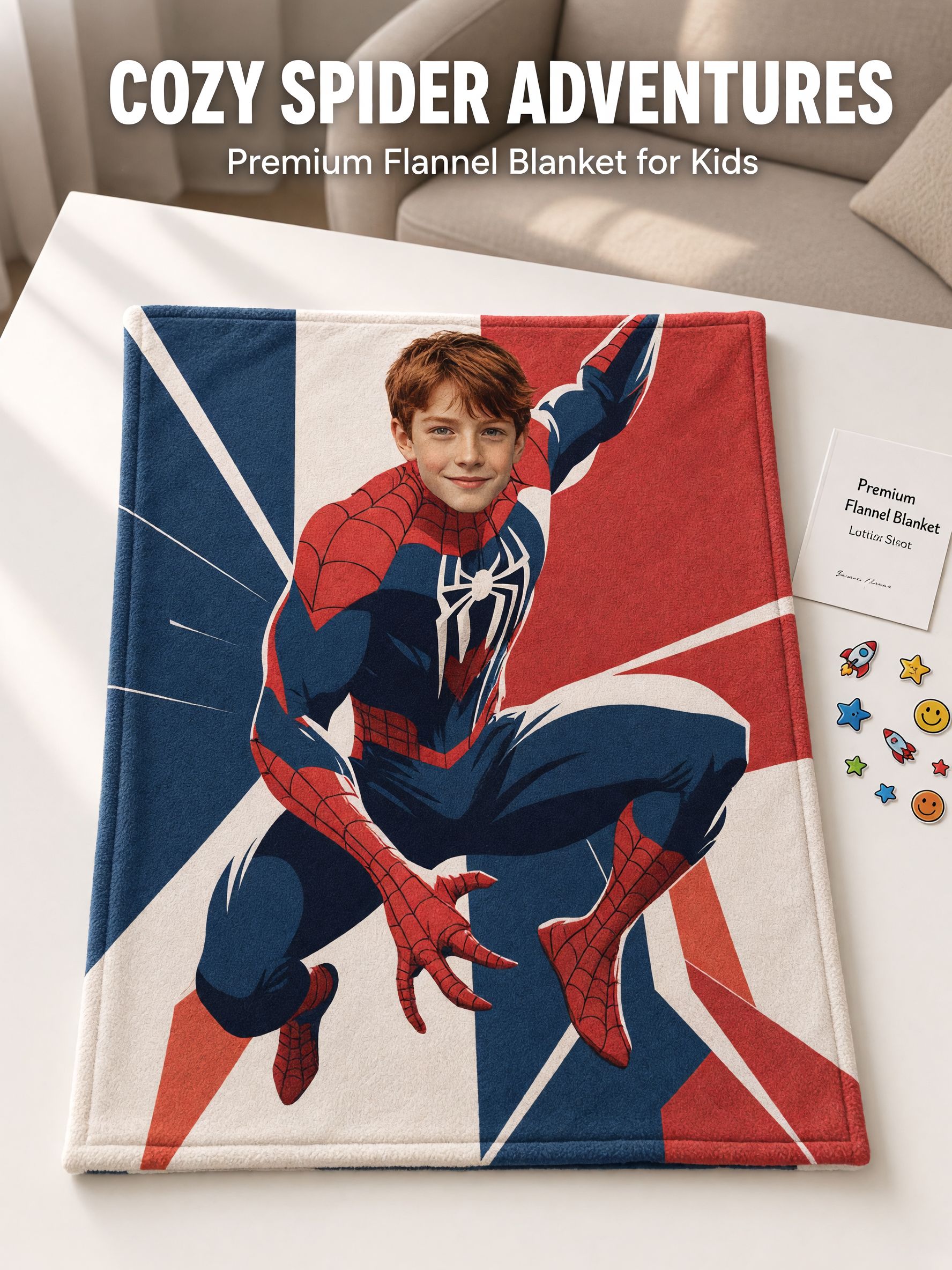 Custom Photo Face Superhero Flannel Blanket Ultra Soft Fleece Throw Personalized Gift for Kids and Superhero Fans