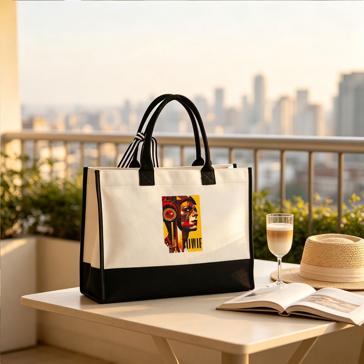 David Bowie - Ziggy Stardust Art Poster - Canvas patchwork gift tote bag