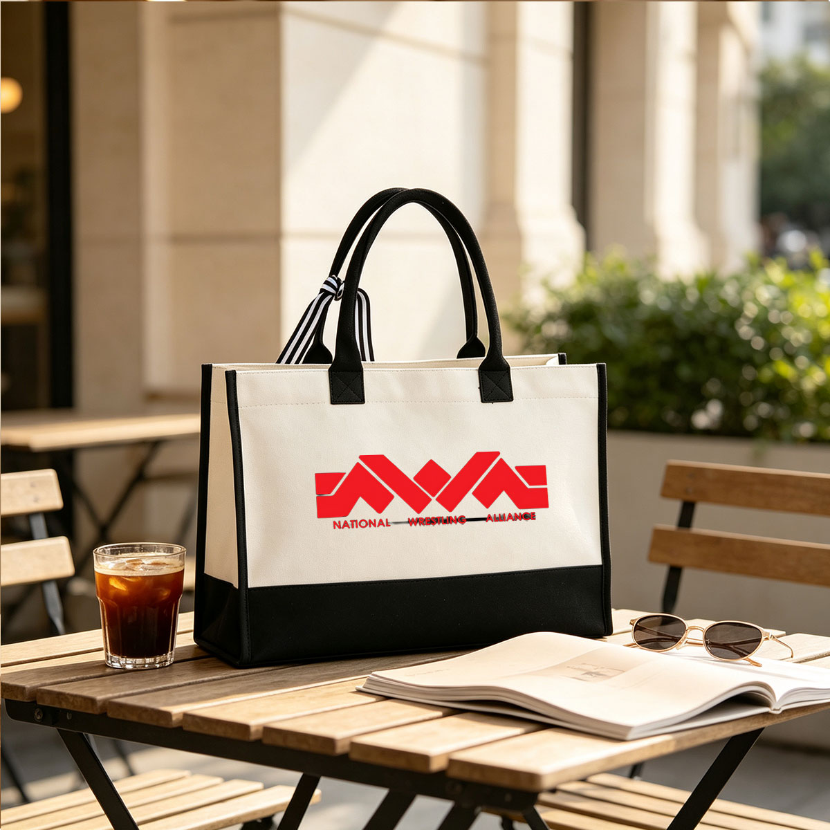 NWA National Wrestling Alliance Logo - Canvas patchwork gift tote bag