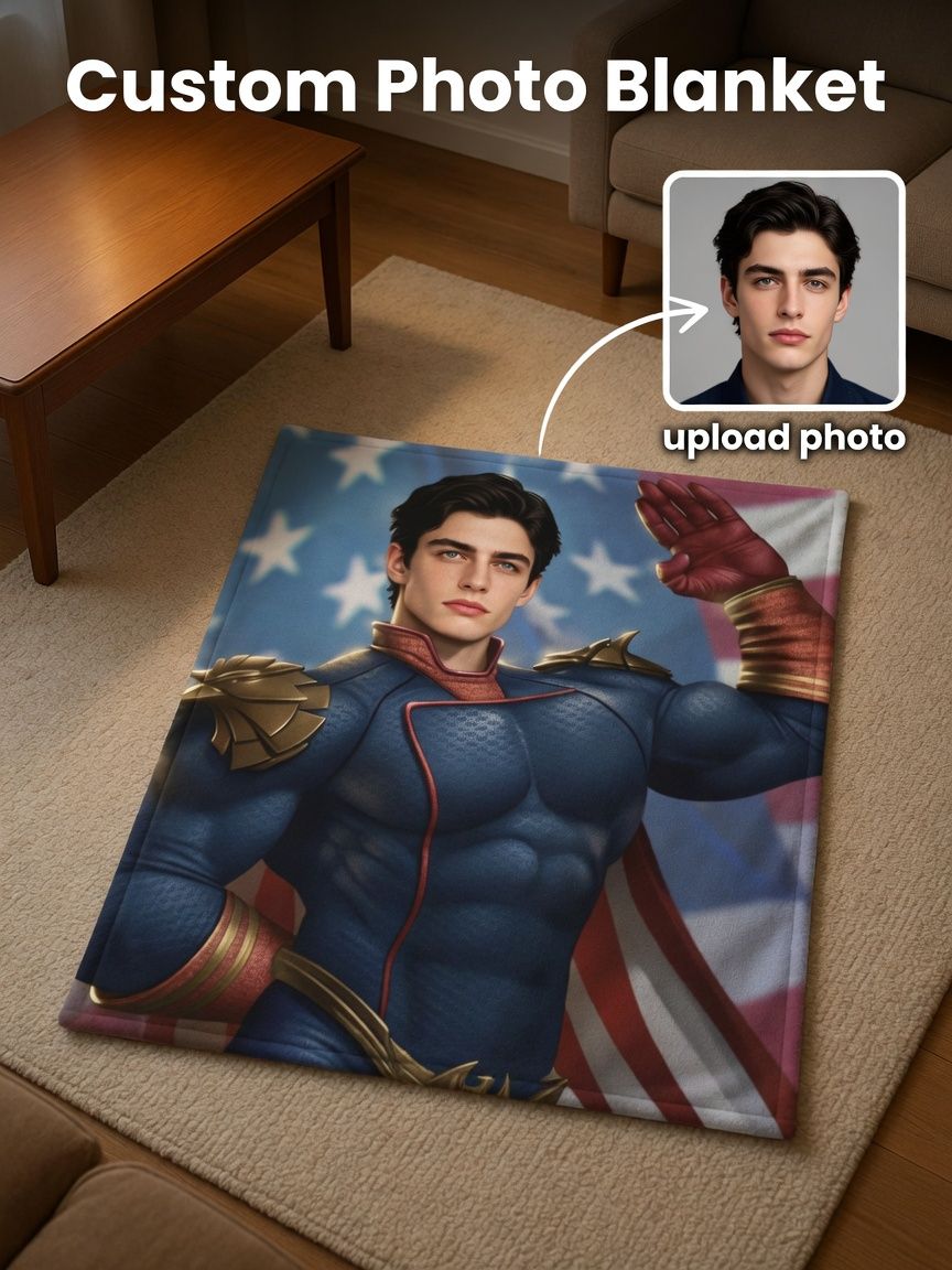 Custom Photo Blanket Personalized Superhero Portrait Ultra Soft Flannel Fleece Throw Ideal Gift for Family and Friends