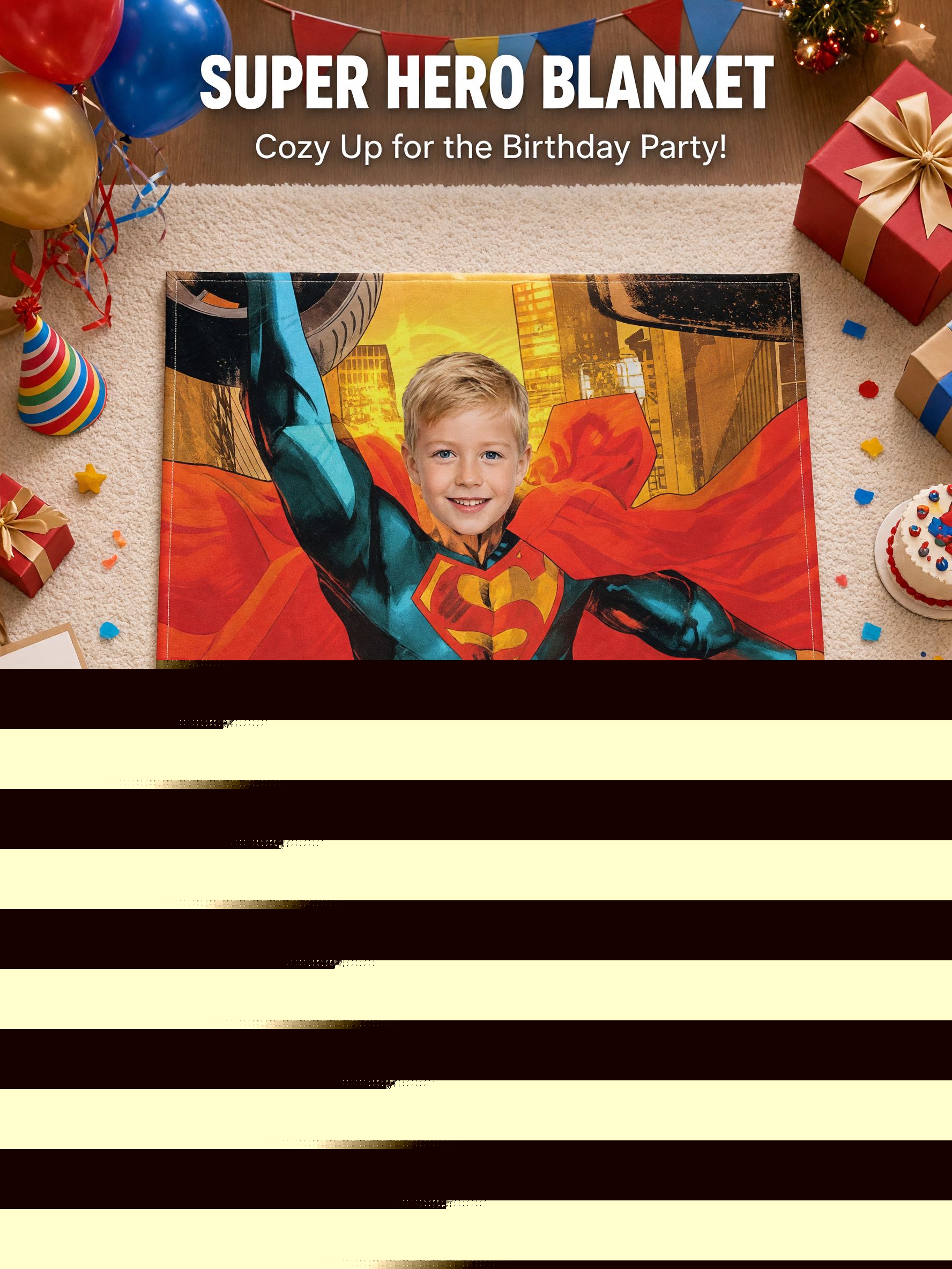 Personalized Superhero Photo Face Flannel Blanket, Custom Comic Fleece Throw, Cozy Keepsake Gift for Bed Couch