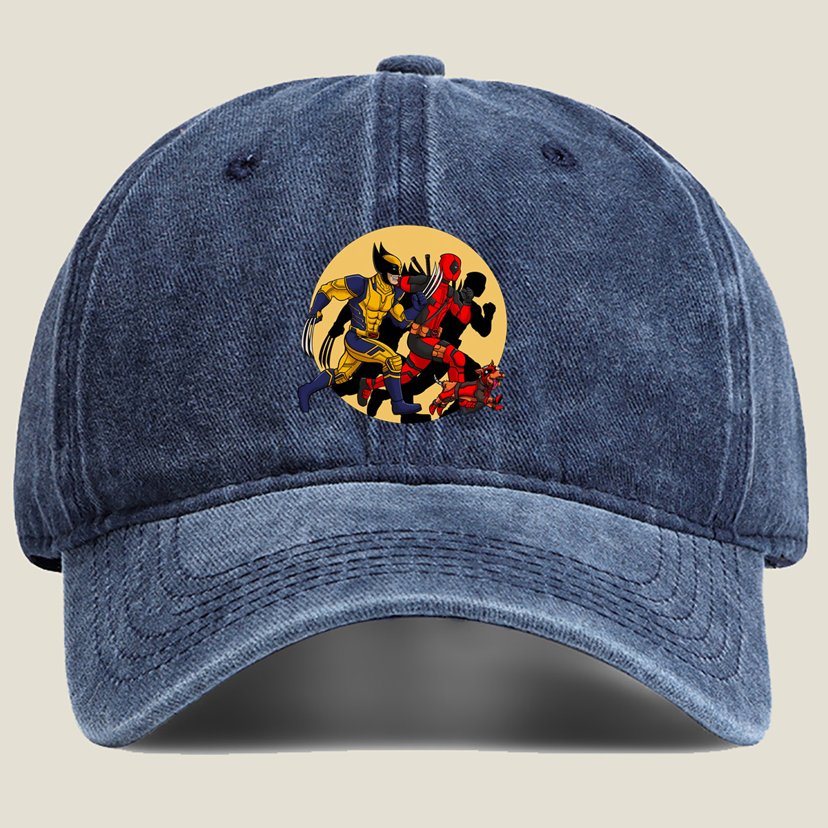 Wolverine and Deadpool with Dogpool - Washed Denim - Baseball Cap