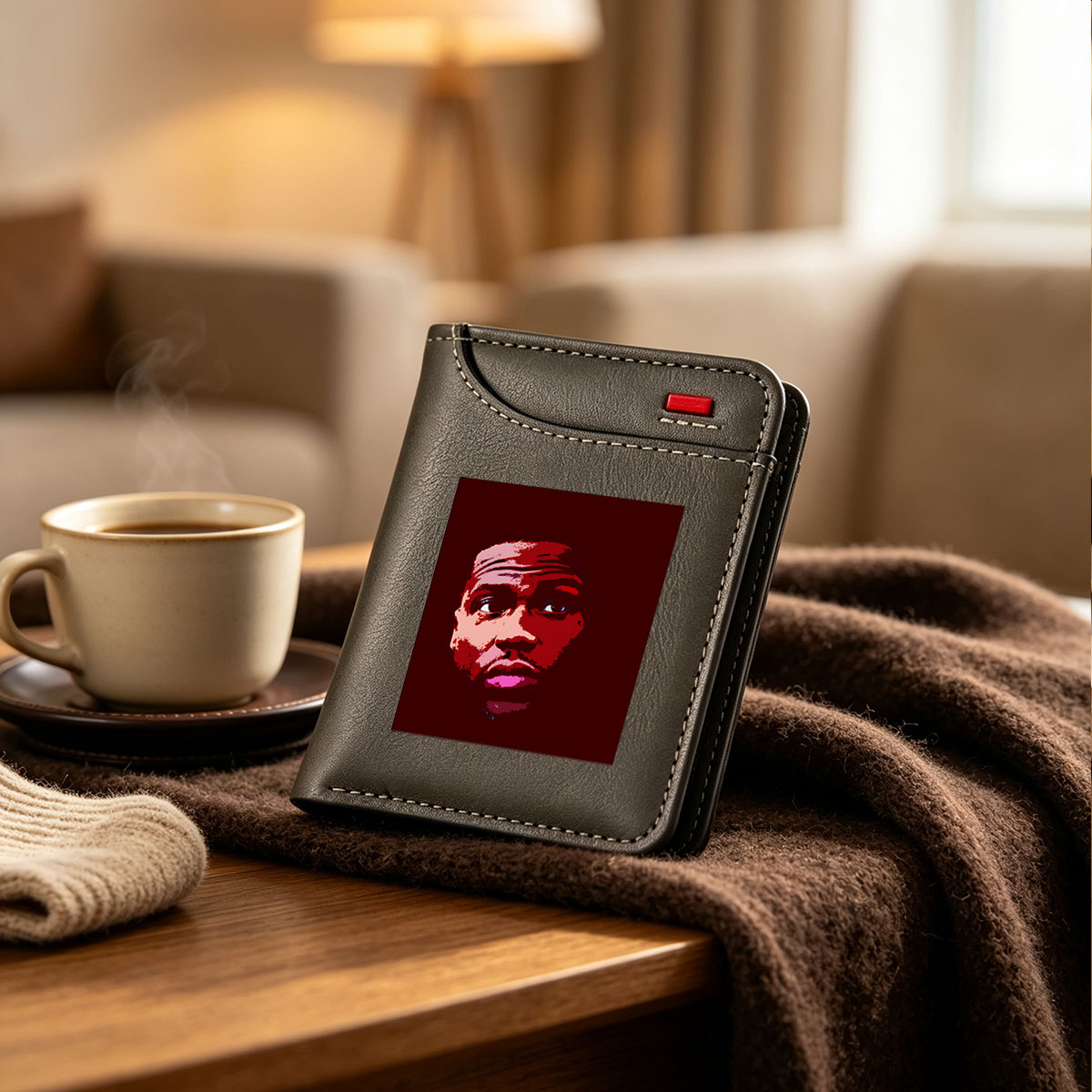 Portrait of a Man in Red Tones - Vertical Style Wallet