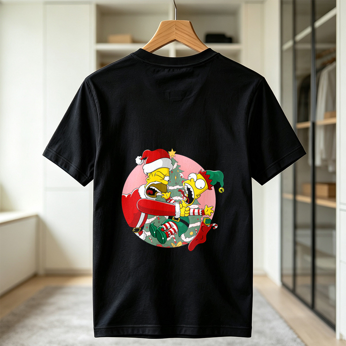 Simpsons Christmas Chaos: Homer and Bart in Holiday Hijinks - Tee