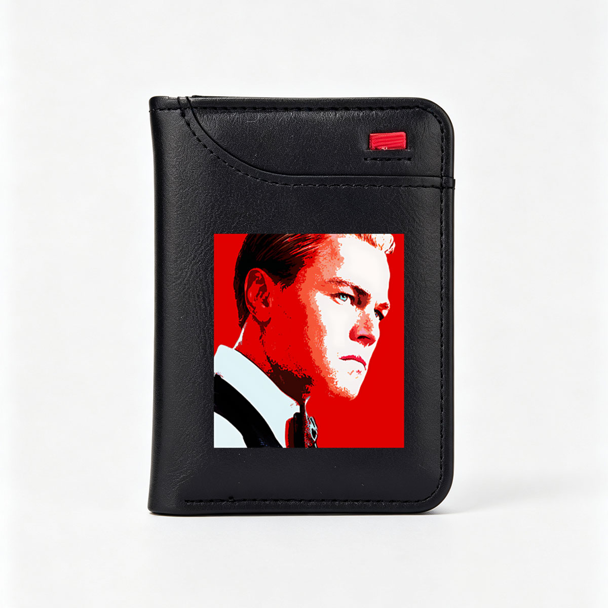 Leonardo DiCaprio in a Bold Red Portrait Style - Vertical Style Wallet