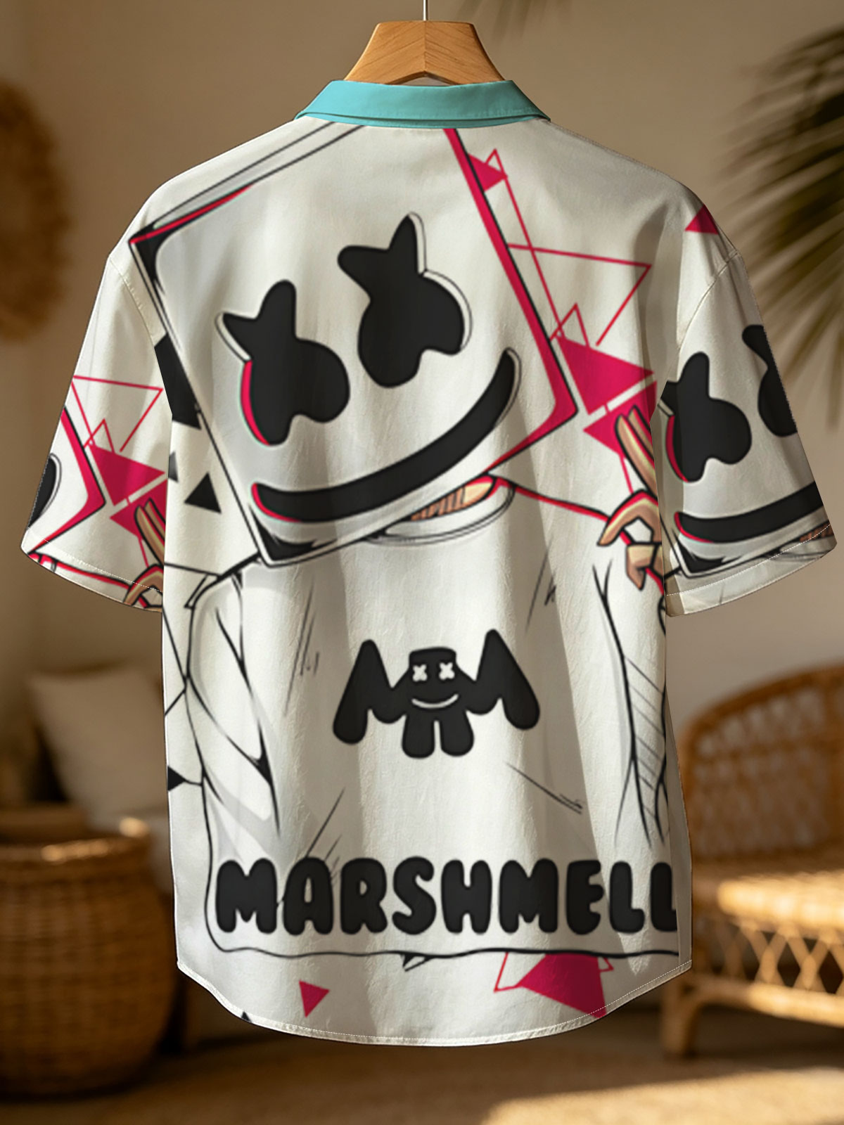 Marshmello DJ Music Artist with Iconic Helmet and Red Triangles -  Shirt
