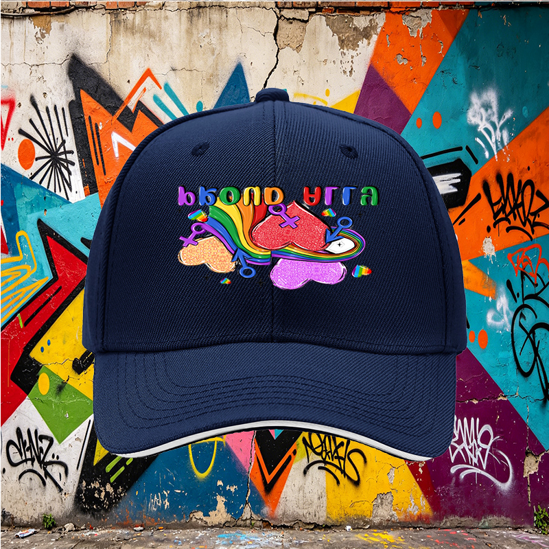 Unisex Classic Sandwich Hat with Pride Rainbow Hearts and 