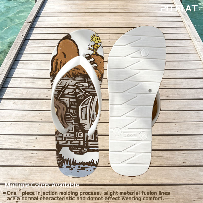 Luke Skywalker, Chewbacca, and C-3PO on a Millennium Falcon Cartoon -  flip-flops