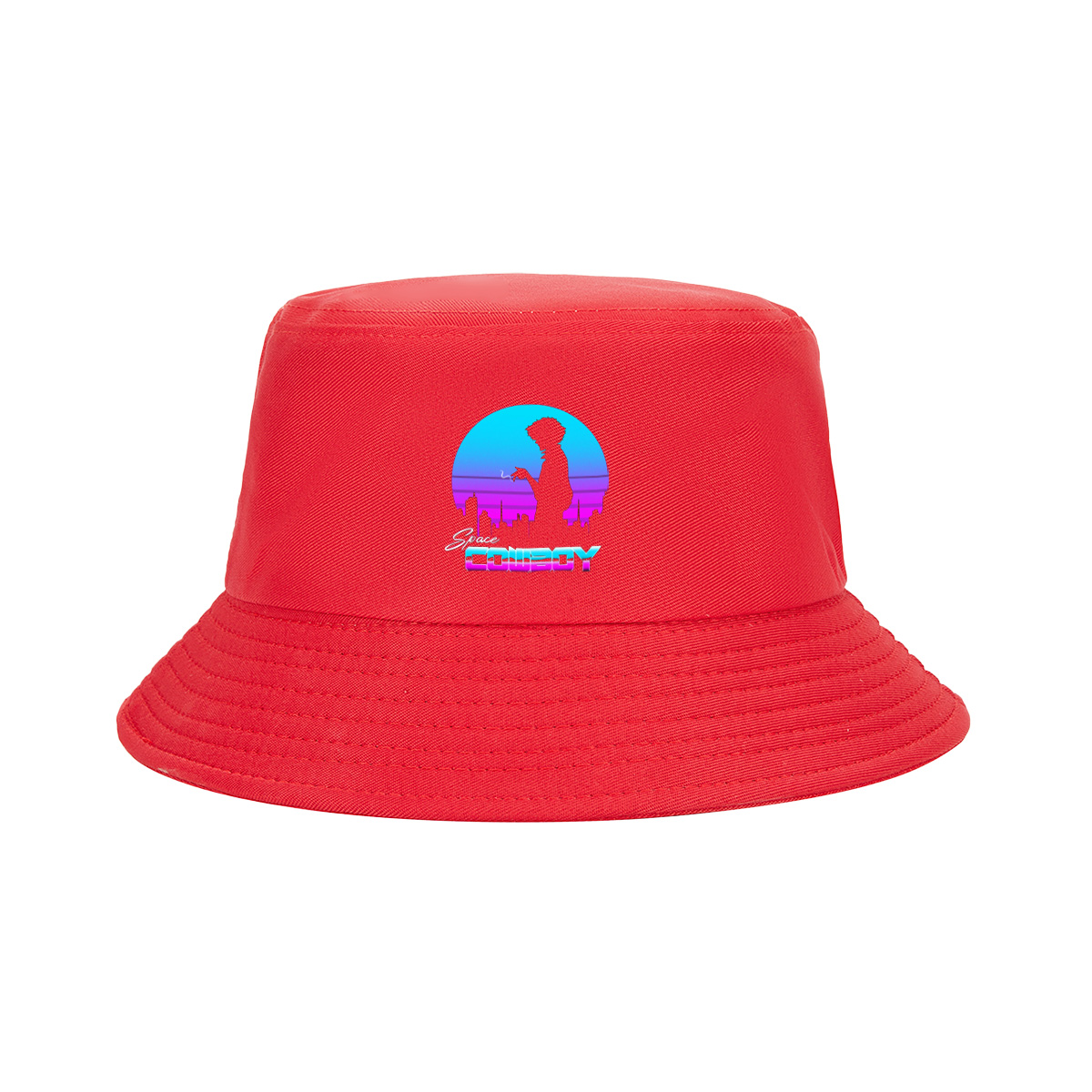 Space Cowboy - Silhouette of a Man Against a Retro-Futuristic Cityscape - Fisherman's Hat