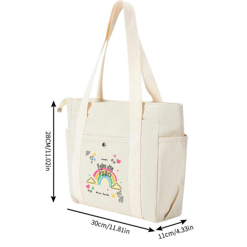 Multi Pocket Bag Beige with Rainbow and 