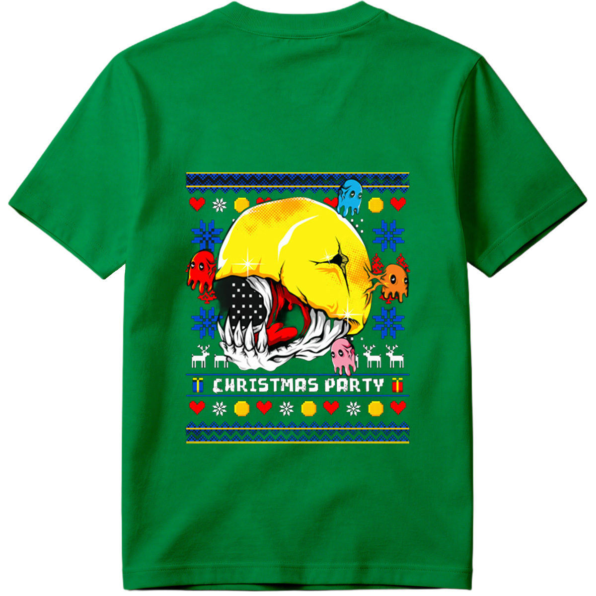Pac-Man Christmas Party with Ghosts - Tee