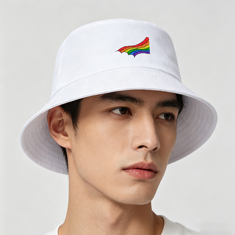 Unisex Bucket Hat with Glitter Rainbow Print - Classic Stylish Sun Protection Cap for Outdoor Activities, Beach, Travel, and Everyday Wear - Perfect for Adults Seeking Fashionable and Comfortable Headwear