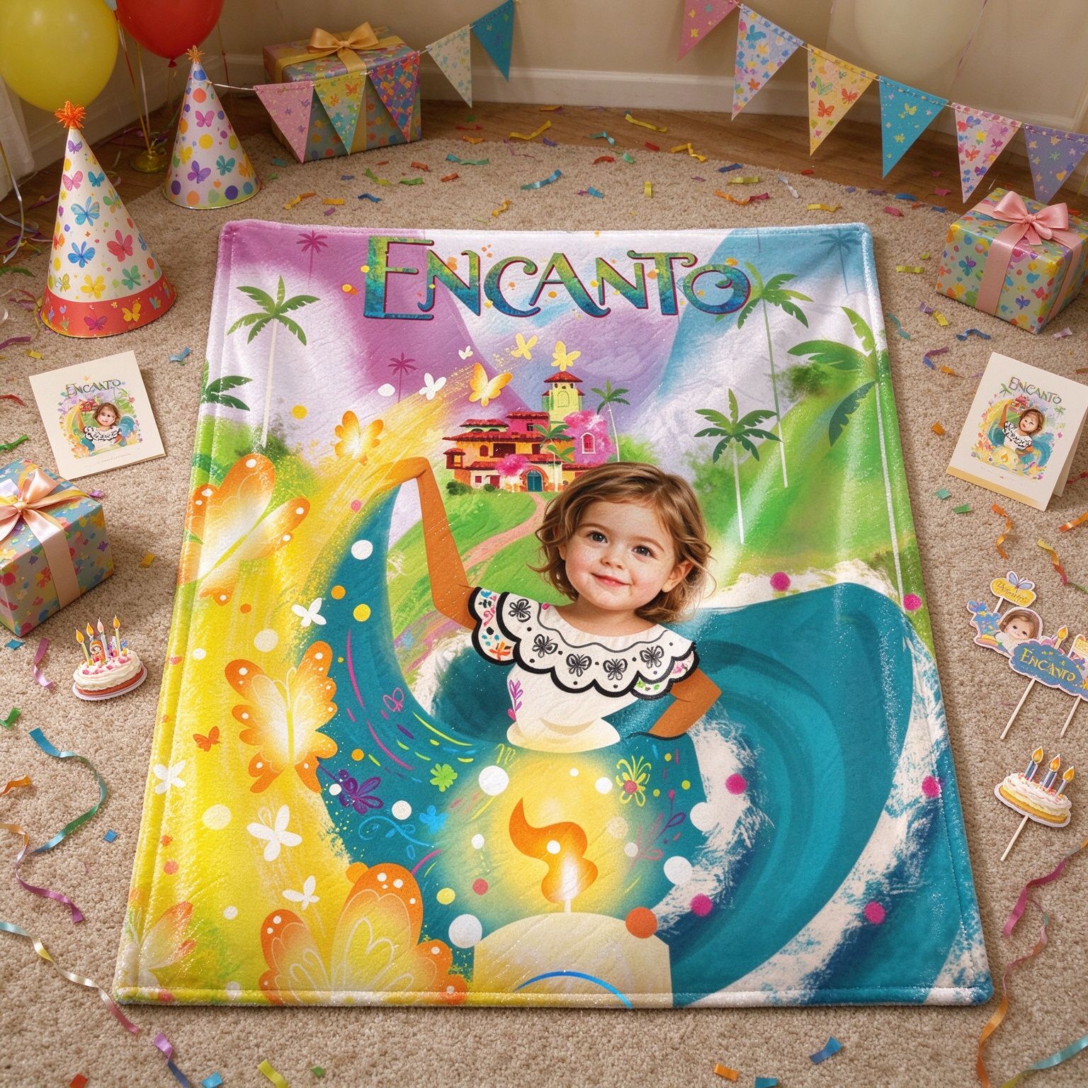 Custom Face Photo Flannel Blanket Ultra Soft Magical Butterfly Throw Ideal Personalized Kids Gift
