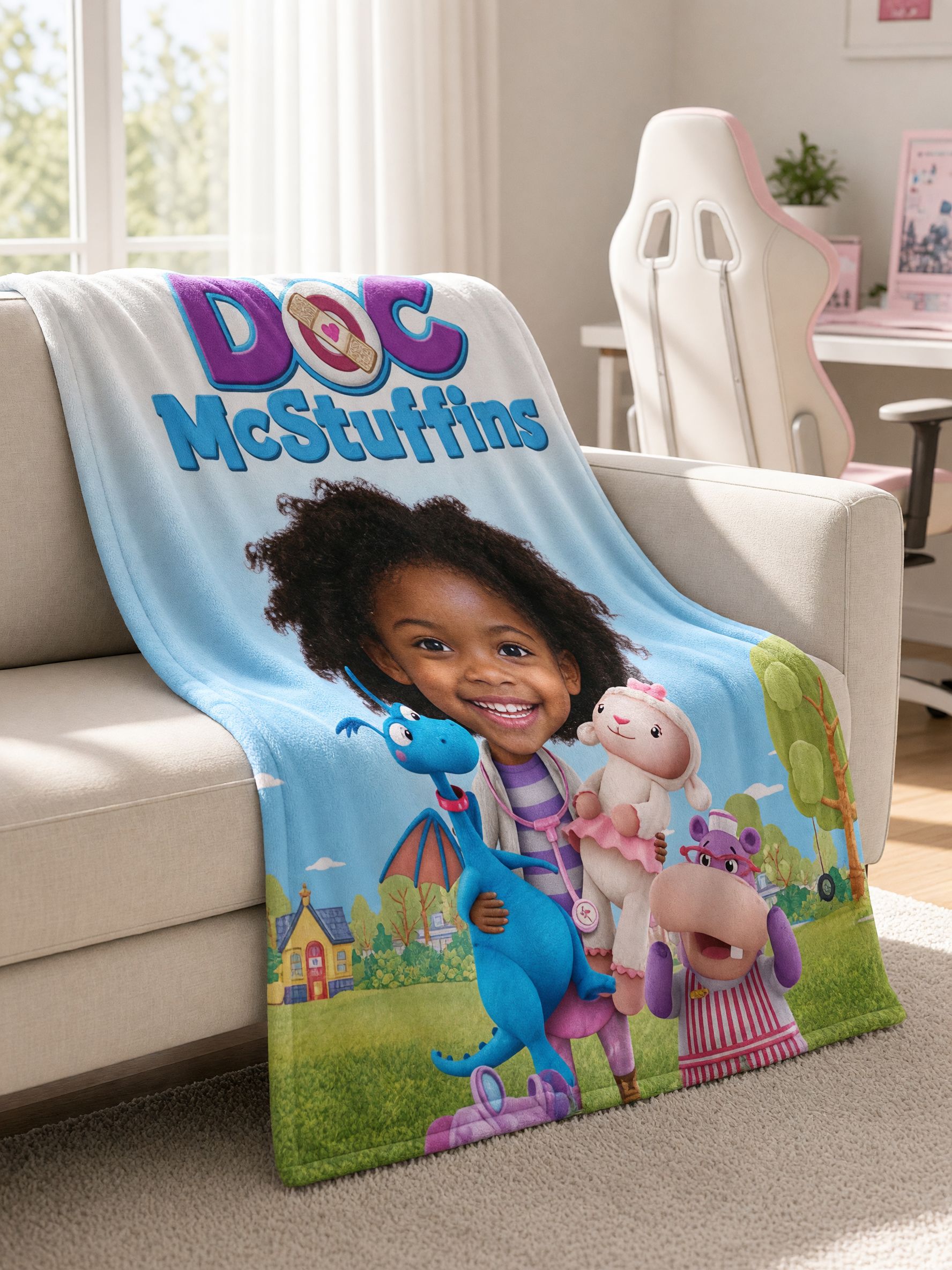 Custom Face Photo Blanket Ultra Soft Anti-Pilling Flannel Throw Cover, Ideal Personalized Gift for Kids and Family
