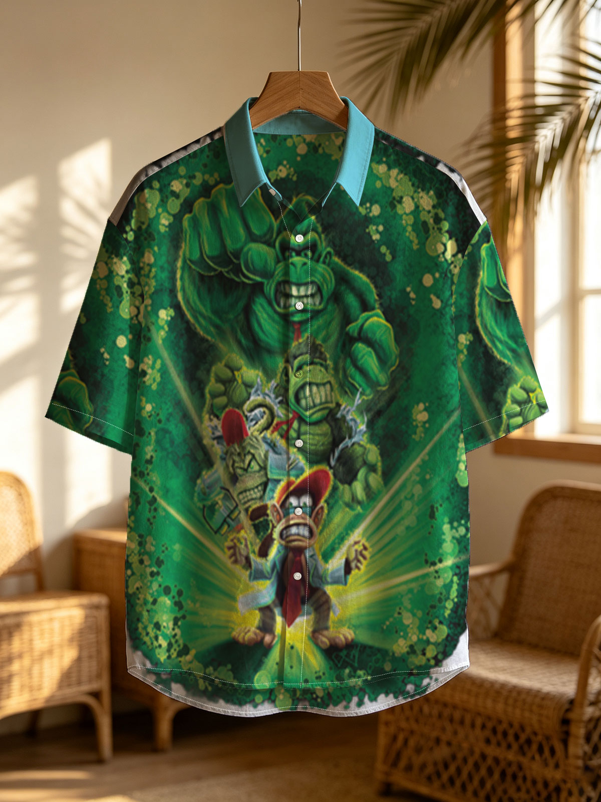 Donkey Kong, Diddy Kong, and King K. Rool in a dynamic green energy burst -  Shirt