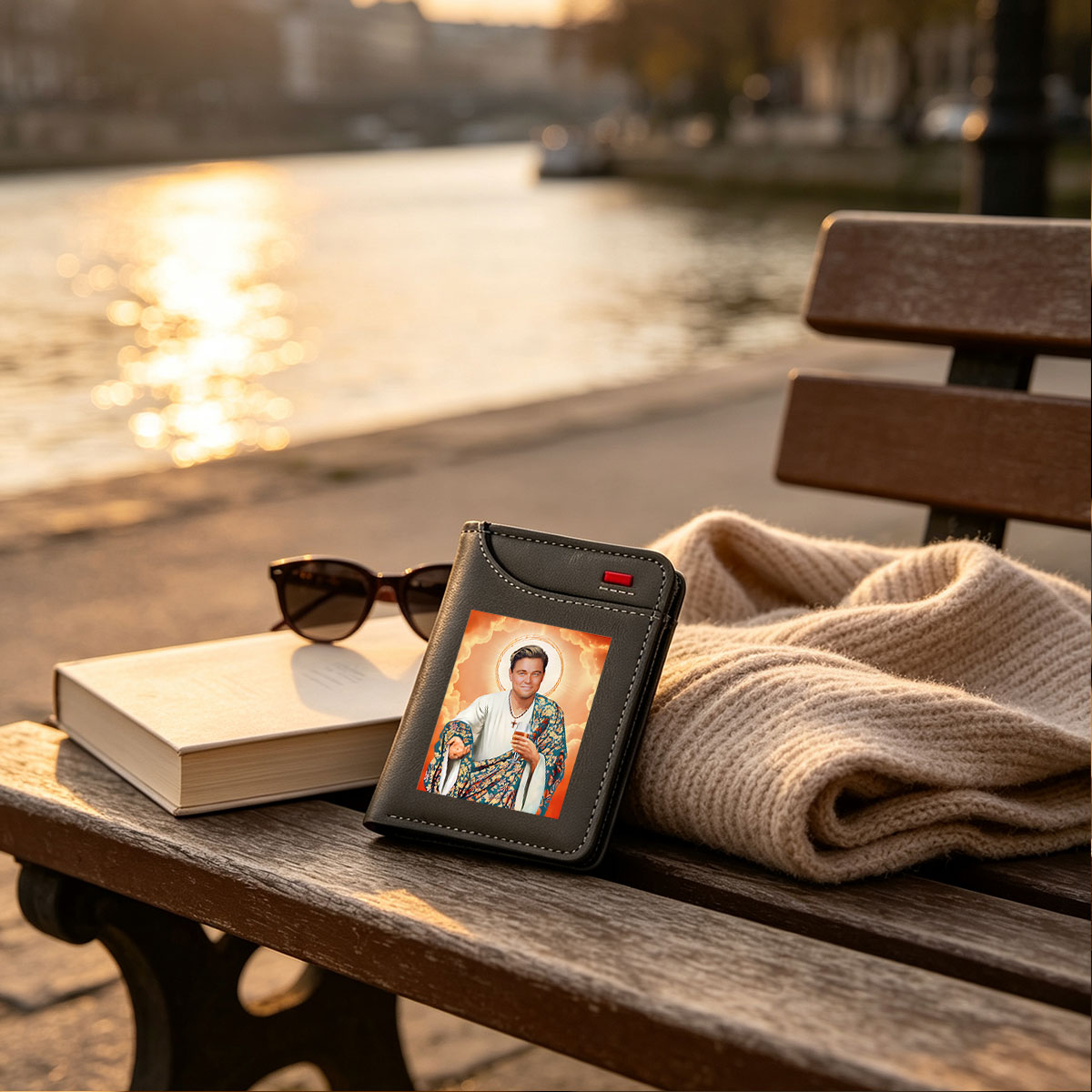 Leonardo DiCaprio as a Divine Figure Holding a Beer - Vertical Style Wallet