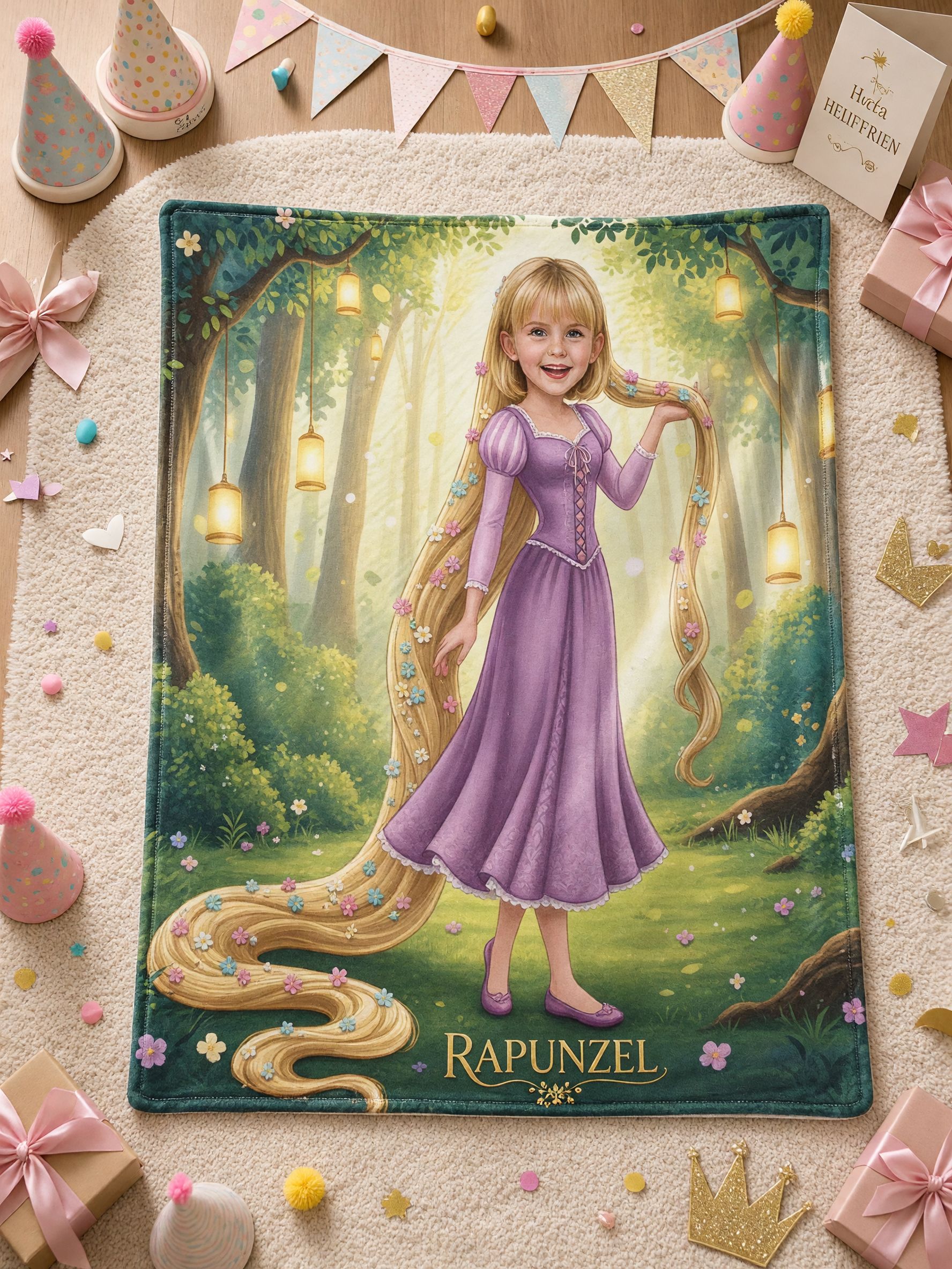 Personalized Photo Face Blanket, Fairy Tale Princess Custom Flannel Fleece Throw, Cozy Keepsake Gift for Girls