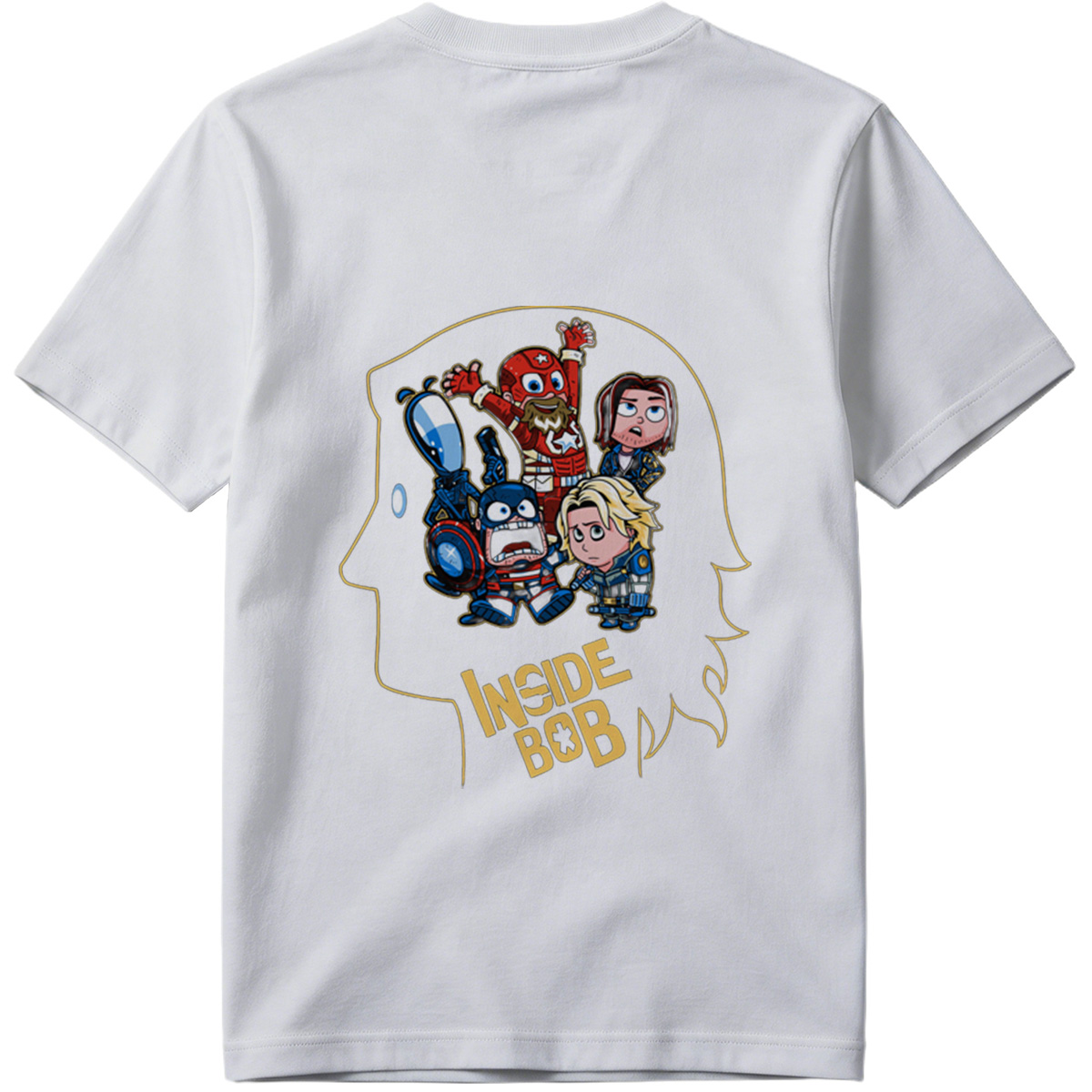 Inside Bob: Captain America, Black Widow, and Thor in Chibi Style - Tee