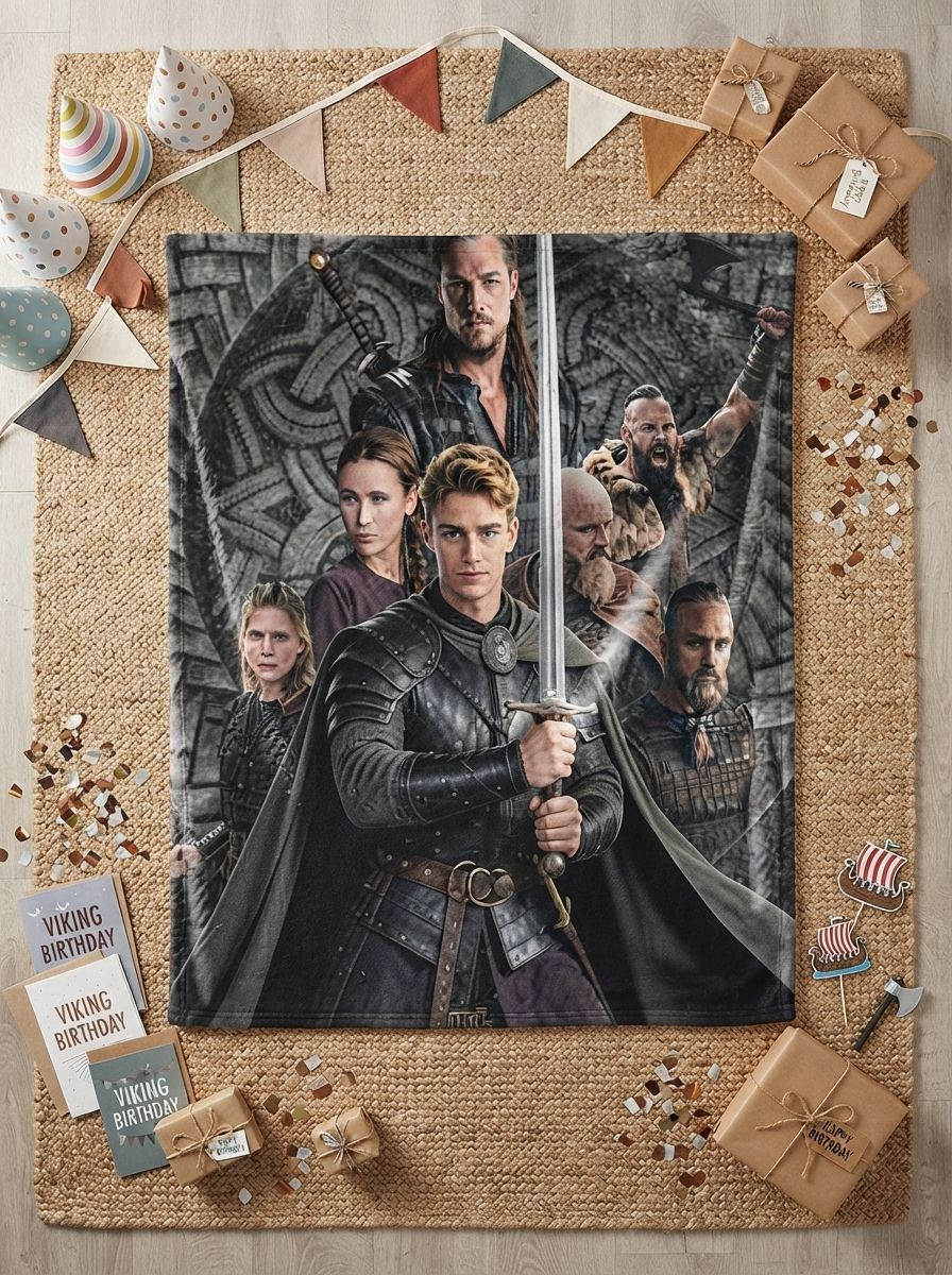 Custom Photo Face Flannel Fleece Throw Blanket, Personalized Medieval Warrior Portrait Soft Cozy Bedding Wrap