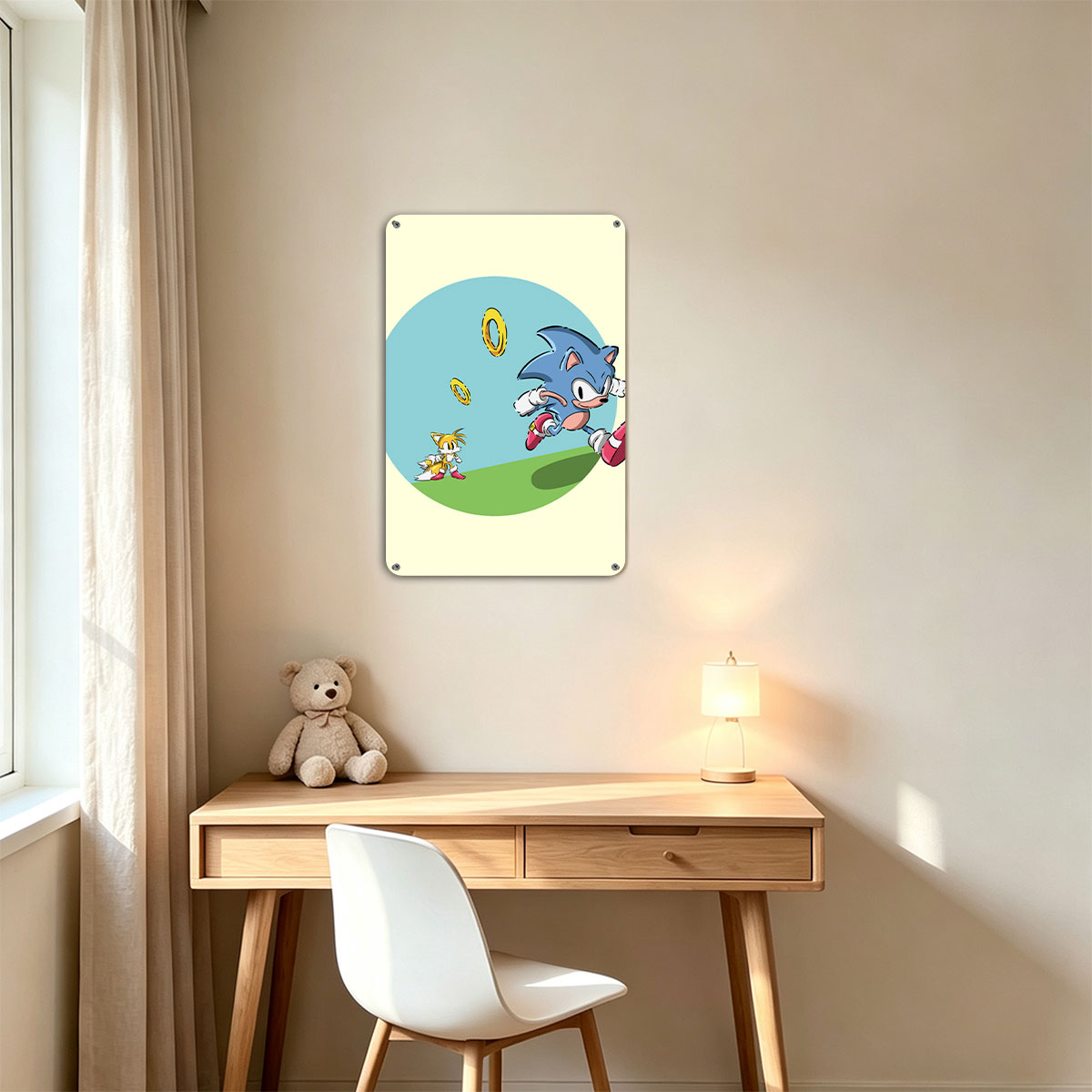 Sonic the Hedgehog and Tails Running with Golden Rings - painting