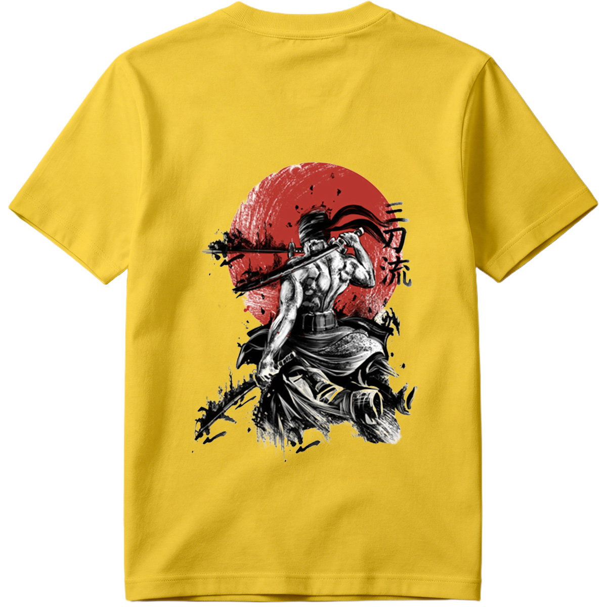 Samurai Warrior with Dual Swords Against Red Sun - Tee