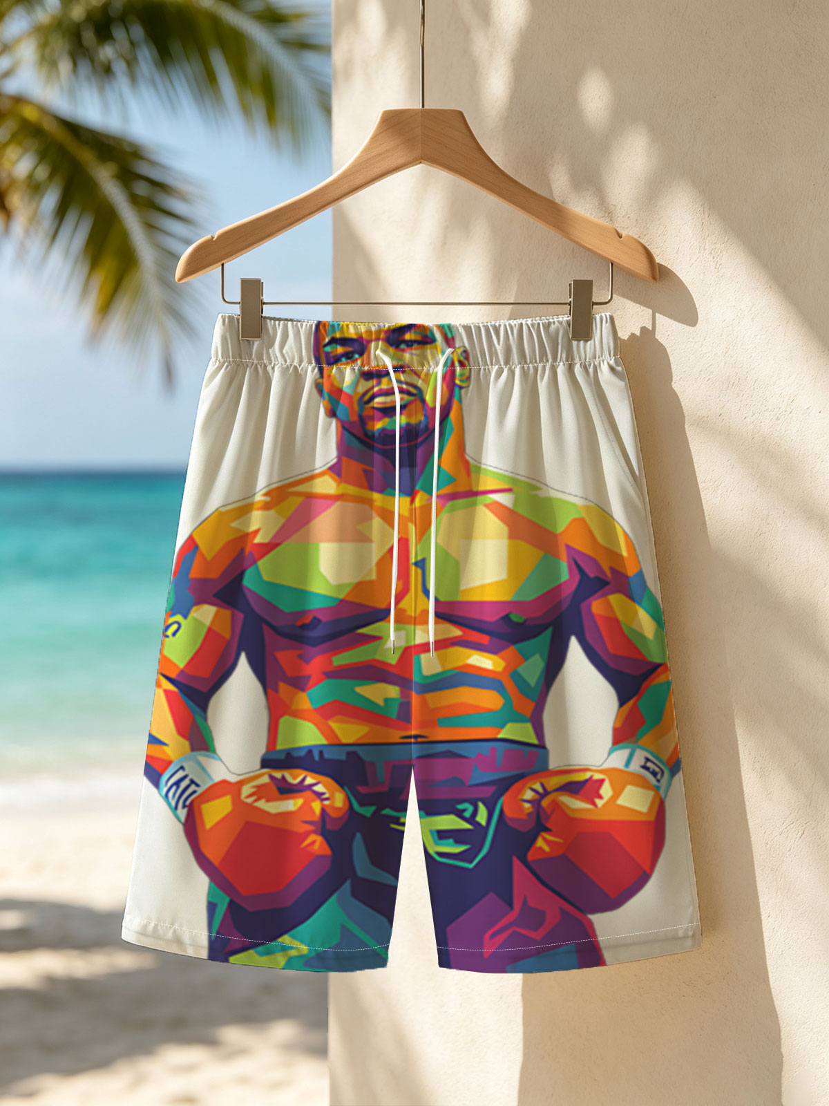 Boxing Legend in Vibrant Colors -  Beach shorts