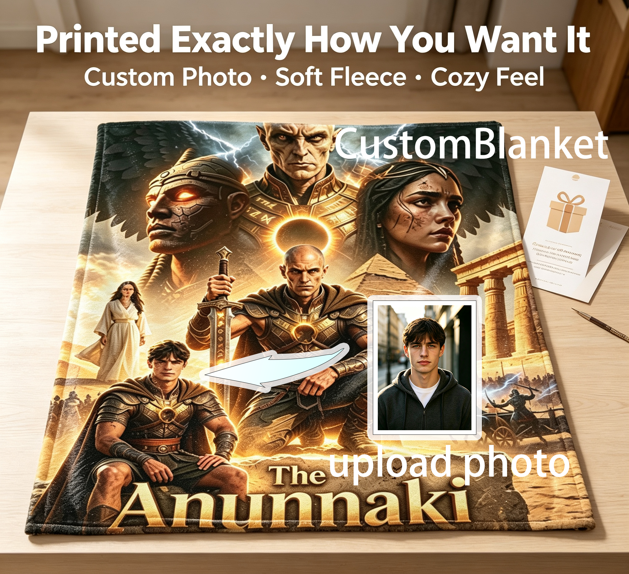 Custom Face Blanket The Anunnaki Movie Poster Flannel Blanket Perfect for Couch, Bed, or Travel Ideal Gift for Sci-Fi and Ancient Aliens Fans