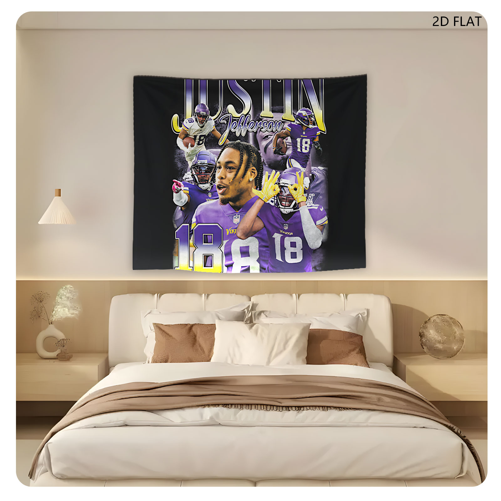 Justin Jefferson Minnesota Vikings NFL Football Player #18 - Tapestry