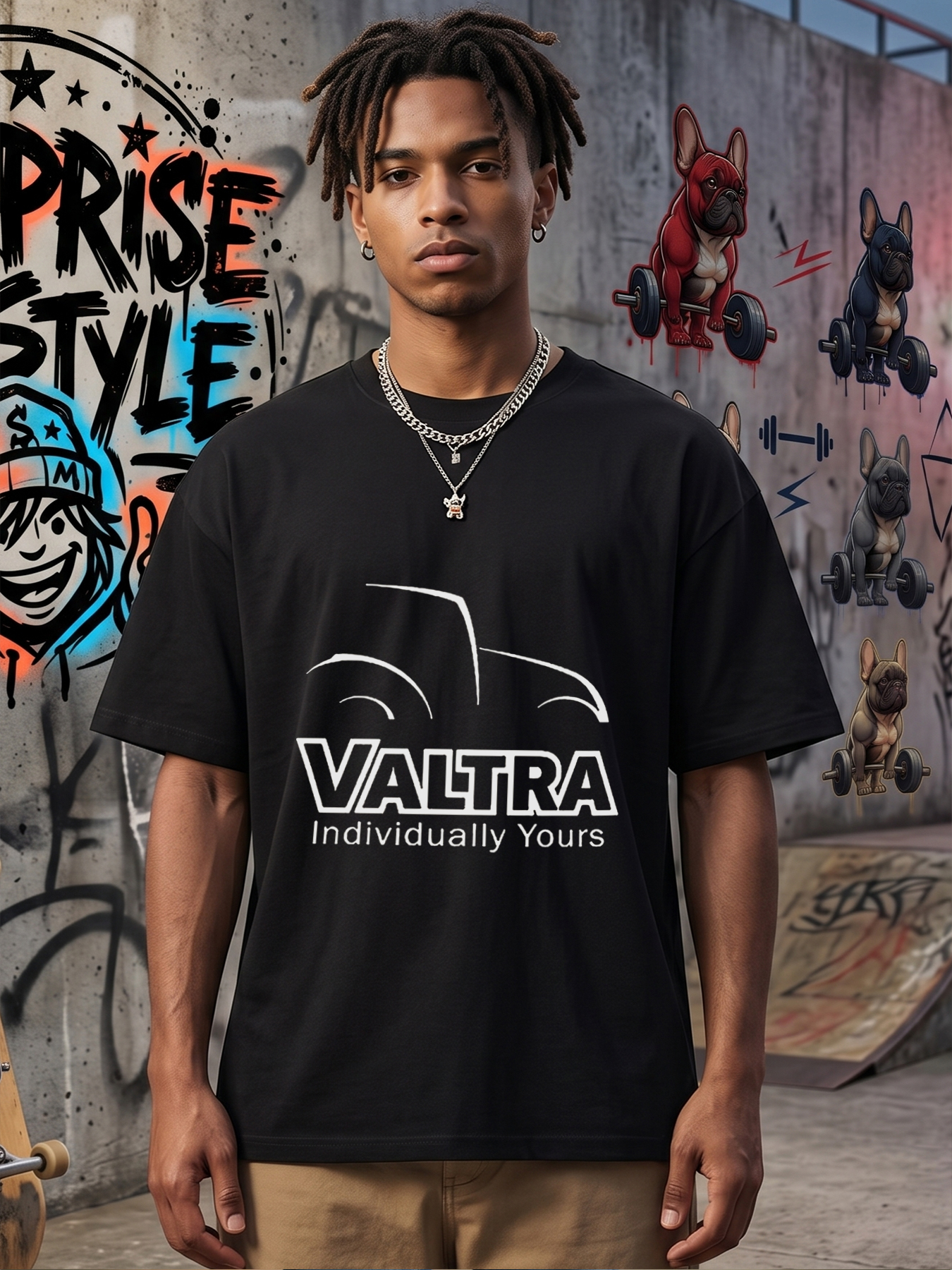 Men's Printed T-Shirt Valtra Tractor Logo Design Individually Yours Casual Round Neck Summer Lightweight Breathable Short Sleeve T-Shirt for Farming Enthusiasts and Outdoor Workers