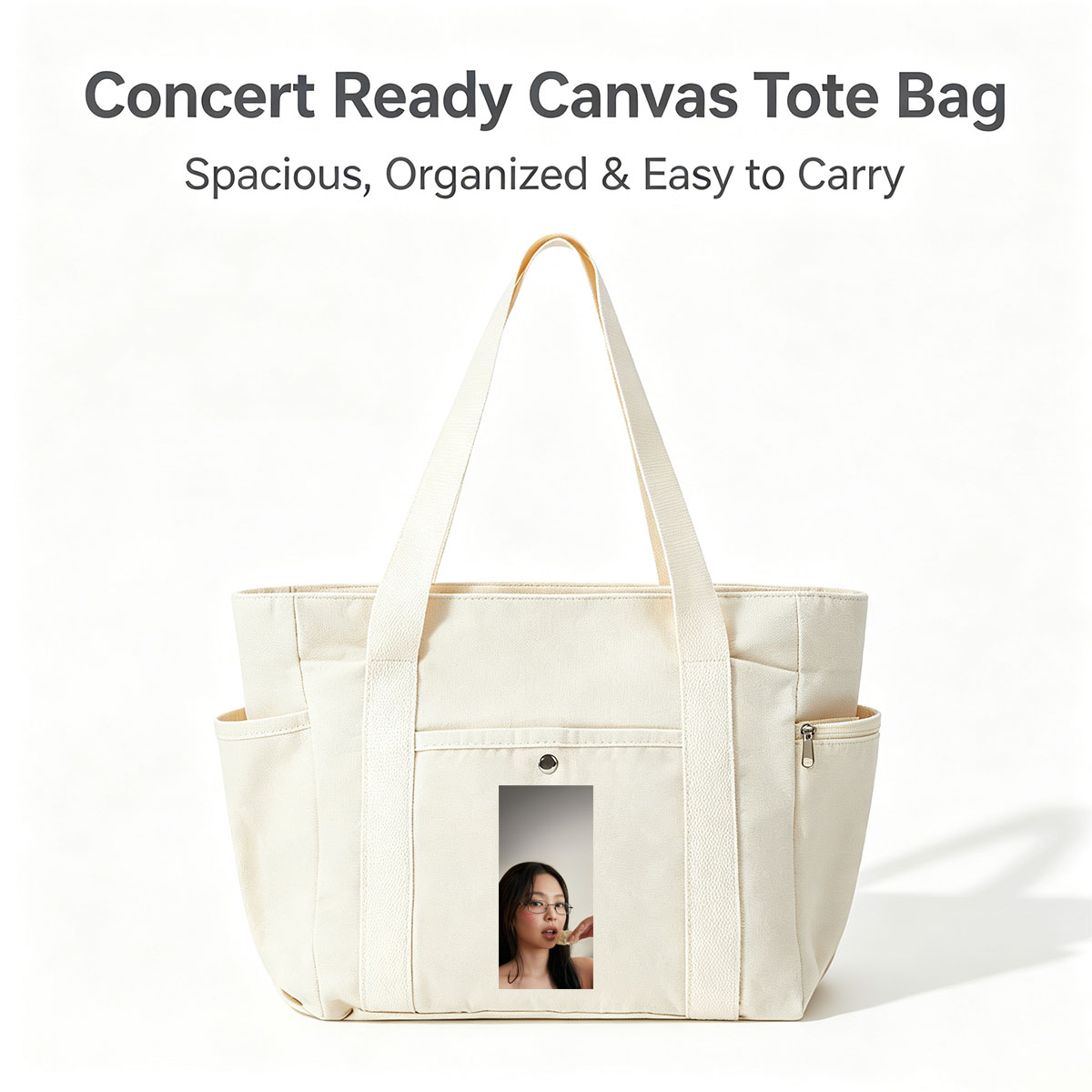 Jennie Kim Eating a Dumpling in a Minimalist Portrait - Multi-pocket bags