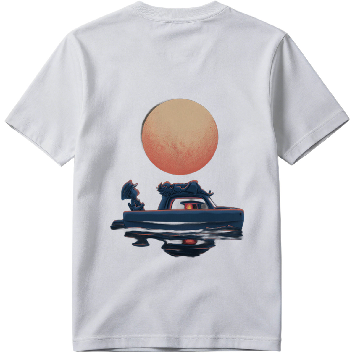 Mario and Bowser in a Boat Under the Moon - Tee