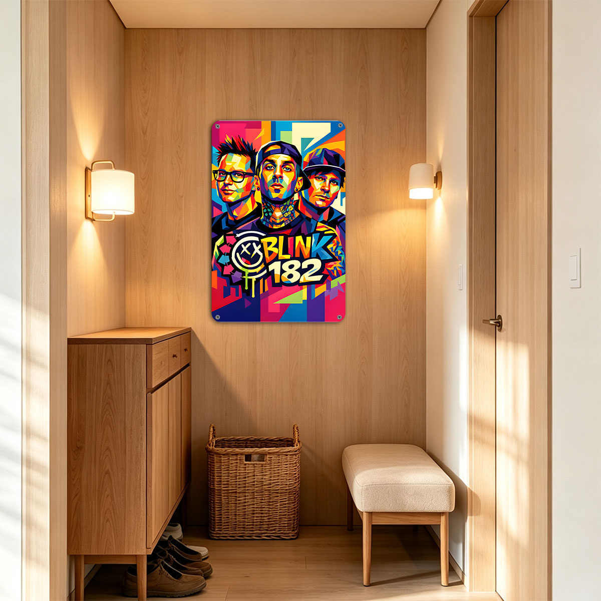 Blink-182 Band Members in Vibrant Pop Art Style - painting