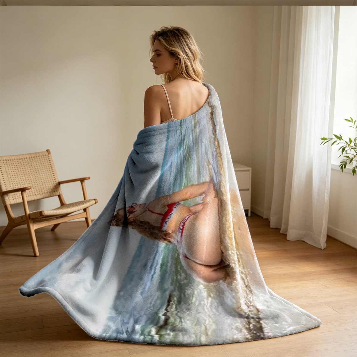 Emma Watson nude on chair in heels - Blanket
