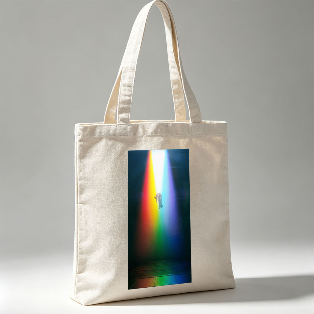 Coldplay Live Performance in a Rainbow-Lit Stage with Diver Silhouette - Canvas tote bags